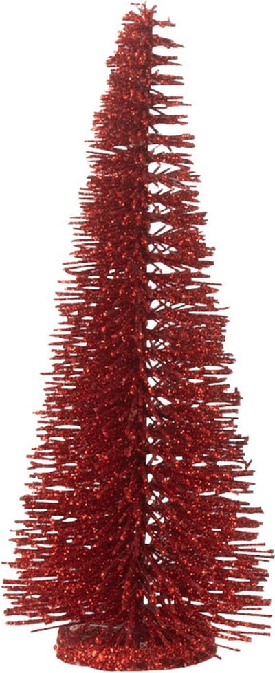 J-Line decoratie Kerstboom Glitter - kunststof - rood - small