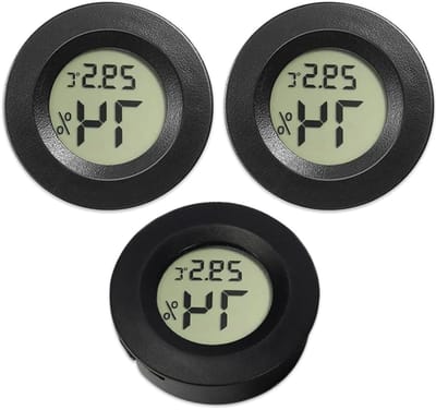 Set van 3 Mini Thermometers en Hygrometer - Digitale LCD Temperatuur- en Vochtigheidsmeter voor Kelder, Kweekhuis en Reptielen