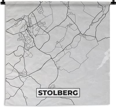 Wandkleed - Wanddoek - Stadskaart - Stolberg - Kaart - Duitsland - Plattegrond - 180x180 cm - Wandtapijt