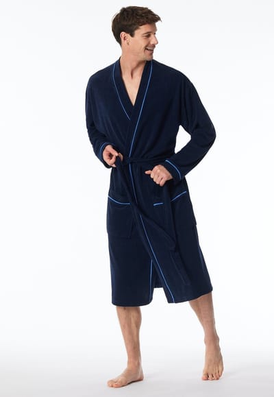 Schiesser Heren Badjas - Blauw - maat 48