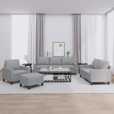 vidaXL - 4-delige - Loungeset - met - kussens - stof - lichtgrijs