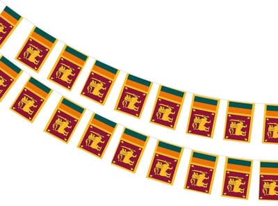 Sri Lanka Vlaggenlijn - Wimpelketting Sri Lanka - Feestdecoratie Buiten - Waterproof Polyester Materiaal - 11.4 meter - Sri Lanka