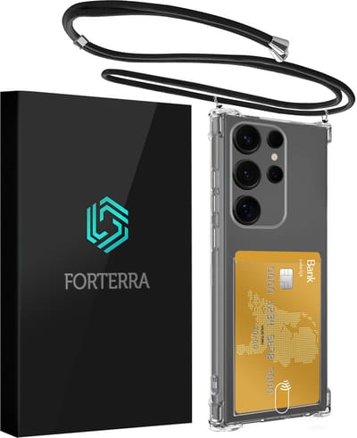 Hoesje Geschikt voor Samsung S25 Ultra Pashouder Case Siliconen Hoes Met Koord - Hoes Geschikt voor Samsung Galaxy S25 Ultra Met Telefoonkoord Hoesje Back Cover Met Pasjeshouder - Transparant