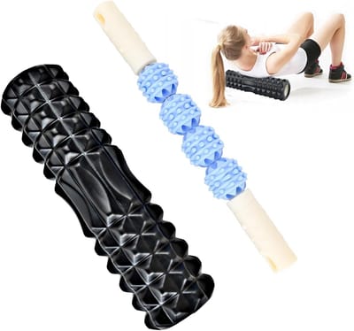 Spiermassagerol en massagestaven 30 x 8 cm voor effectieve spiertherapie, ontspanning en herstel bij yoga en pilates