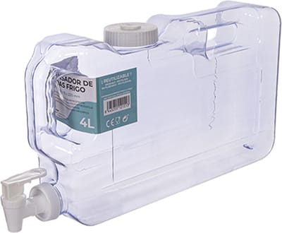 CM Drank/Water/Limonade dispenser met tapkraan - 4 Liter - kunststof - 40 x 20 x 8 cm - koelkast drankdispenser