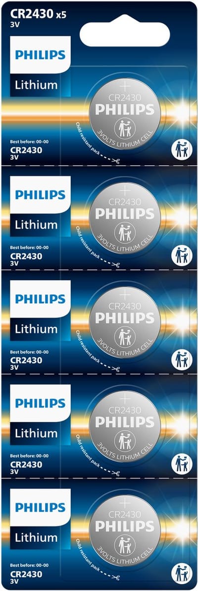 Philips CR2430 Lithium Knoopcel Batterij 5 Stuks