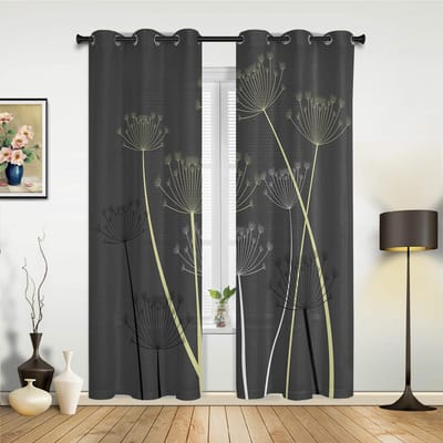 Gele Kleur Silhouet Paardenbloem Moderne Raamgordijnen voor Woonkamer Slaapkamer Gordijn Keuken Behandeling Jaloezieën Drapes 135W x 60H(cm) x1