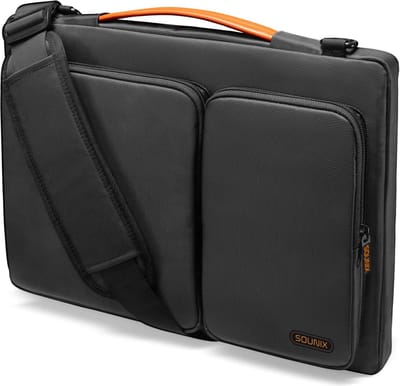 Sounix Laptoptas - 13/14 inch - Schoudertas met Laptopvak - Draagriem - Zwart