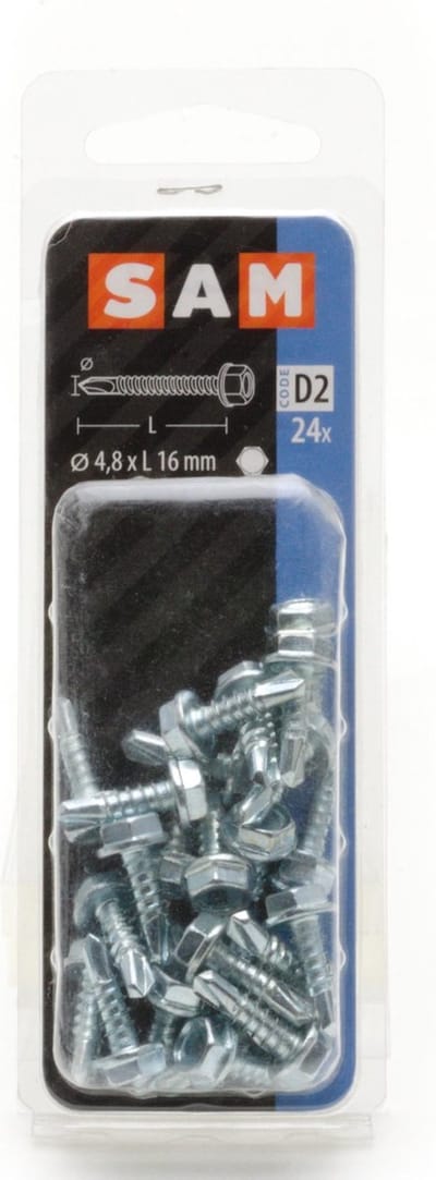 24x SAM Zelfborende schroef zeskantkop 4,8x16mm D2 816090