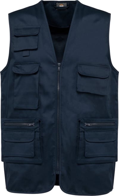 WK. Designed To Work Gevoerd unisex gilet in polykatoen met veel zakken WK609 - Navy - M