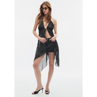 Stradivarius Soepele top met lovertjes  Zwart XS