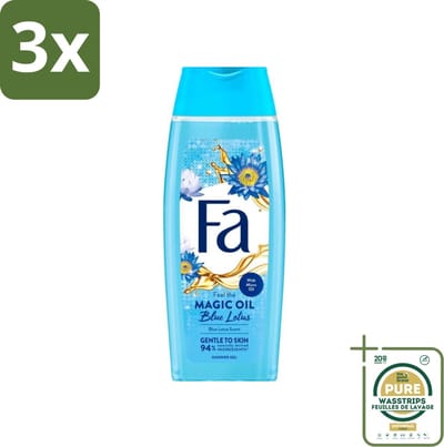 3 x Fa - Douchegel - Magische Olie - Blue Lotus Geur - 250 ml - Grootverpakking - Douchegel - Hydratatie - Huidverzorging - Zijdezachte Huid - Frisse Geur
