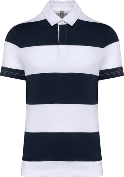 Kariban Gestreepte uniseks polo korte mouwen K286 - Navy / White Stripes - L