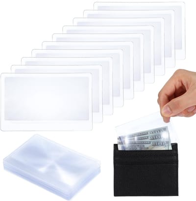 Dailygoods- Vergrootglas 3x Vergroting - 20 Stuks - PVC - Portemonnee Formaat - Transparant - Ideaal voor Lezen en Hobby's - Loep