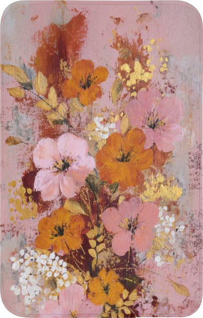 WC mat 50x80 cm - Antislip - Schilderij - Bloemen - Rustiek - Roze - Toiletmat - Vloermat - Douchemat - Toilet tapijt - Toiletmatten