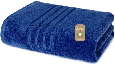 Lavea® 1 Handdoek 50x100 cm van 100% biologisch katoenen badstof, zacht en absorberend, voor thuis, hotel en spa – badhanddoek – Marineblauw