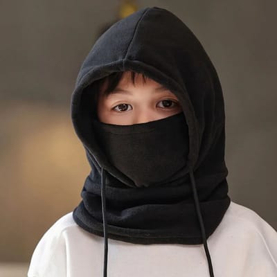 Chibaa - Kinder Fleece Storm Mask - Nekwarmer - Ski Mask - Headwear - Windproof - Outdoor - Winter - Zwart - 4-8 jr - Unisex