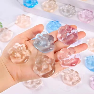 5/10/20 STKS Kawaii Kattenpoten Plakkerig Knijpspeelgoed Zacht Realistisch Jelly Glitter Kattenpoten Transparant Knijpspeelgoed Kinderen Volwassenen Cadeaus