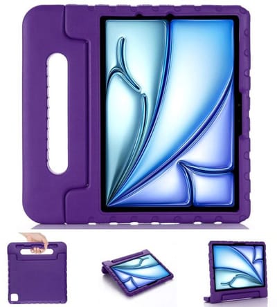 Solidenz Kinder Hoes - Geschikt voor iPad Air 11 inch (M4 / M3 / M2) en iPad Pro 11 inch (M5 2025 / M4 2024) - Shockproof Kinderhoes - Kindvriendelijk Hoesje - Paars
