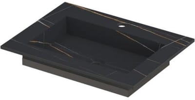 INK Post Wastafel Keramische Slab Envelop Bak met 1 Kraangat - 600x450x10 mm - Lauren Black Mat