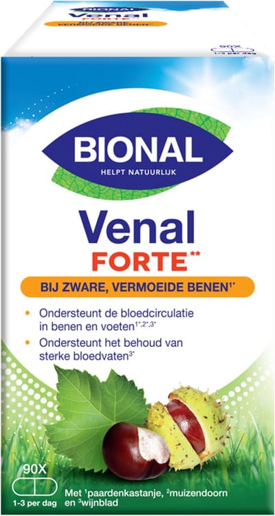Bional Venal Forte - Bloedvaten - Bij Zware, vermoeide benen - Voedingssupplement - 90 capsules