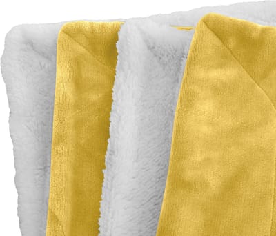 Comfort Luxe ultra-pluche fluwelen fleece plaid zacht, warm, gezellig | Micromink Sherpa-Backing omkeerbare deken voor bed, bank en bank, effen geel