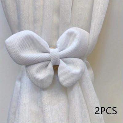 2 Pièces Supports de Rideaux Élégants Idéaux pour les Chambres d'Enfants, Supports Décoratifs pour Draperies - Attaches de Rideaux pour la Décoration de la Maison, Supports en Forme de Nœud blanc