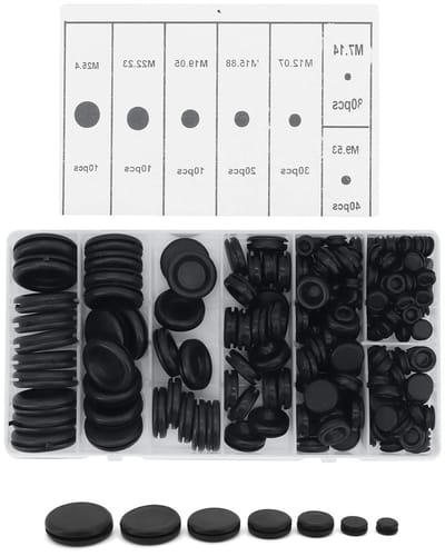 Rubber Grommet Set van 200 Stuks in 7 Maten voor Bescherming van Draden en Stekkers, Ideaal als Ring en Pakking
