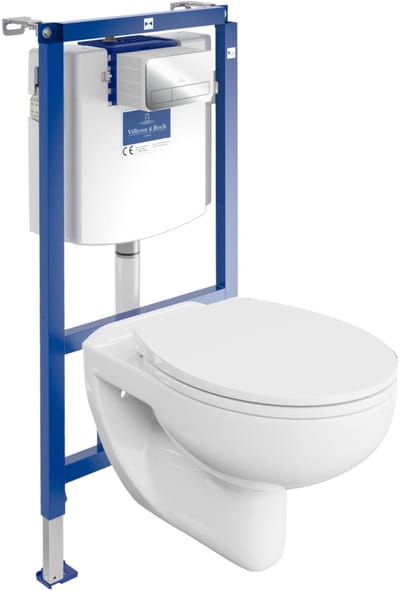 Villeroy&Boch Inbouwreservoir Complete Toiletset ViConnect H112 - Inbouw WC Hangtoilet Wandcloset ARCTIC - Bedieningsplaat Chroom - Voorwandelement voor toilet - Installatiesysteem