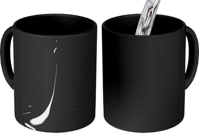 Magische Mok - Foto op Warmte Mokken - Koffiemok - Zwart - Water - Druppel - Magic Mok - Beker - 350 ML - Theemok