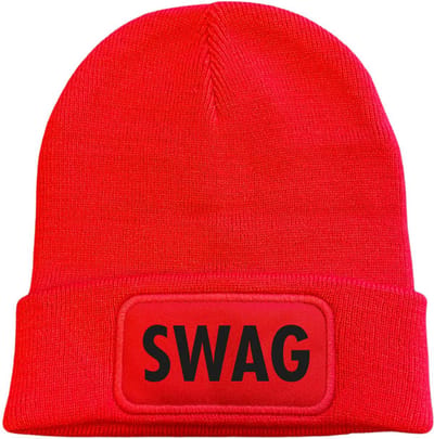 Wintermuts rood | zwart - Swag - soBAD. | Winter soBAD. muts | Wintersport| Après ski outfit Warme Muts voor Volwassenen | Heren en Dames Beanie