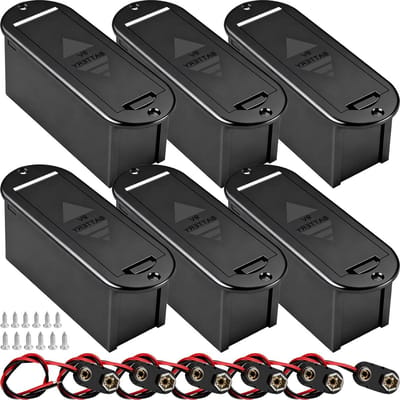 Batterij Houders - Energie Cases - Muziek Apparatuur - Verticale Montage - 6 Stuks - Zwart