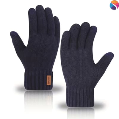Warme Wollen Handschoenen - Unisex - Warm- Touchscreen Compatibel - Winter - Blauw
