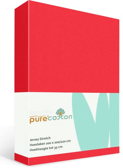 Hoeslaken 200x200 - Katoen jersey - Hoekhoogte 35cm - Elastiek rondom - Rood