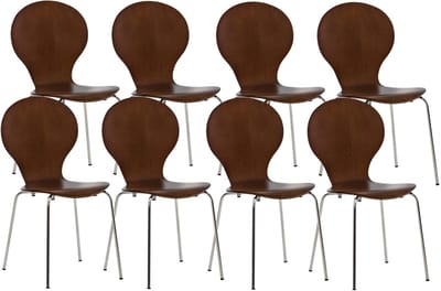 CLP Diego Set van 8 stapelstoelen Hout/bruin