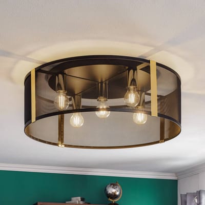 Luminex Plafondlamp Lavinia, gouden strips, 5-lamps