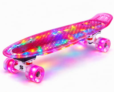 Suotu Skateboard met LED Lichtgevend Dek & Wielen - ABEC-9 - Skateboard Meisjes/jongens – Skateboard Volwassenen -Roze glitter