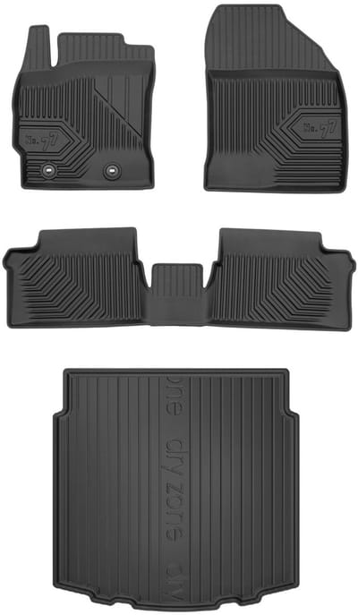 Frogum Voordeelset - Automatenset No.77 + Dry Zone Kofferbakmat - Geschikt voor Toyota Auris II Hybrid Touring Sports (2012-2018) - Lage laadvloer - TPE Rubber - Zwart
