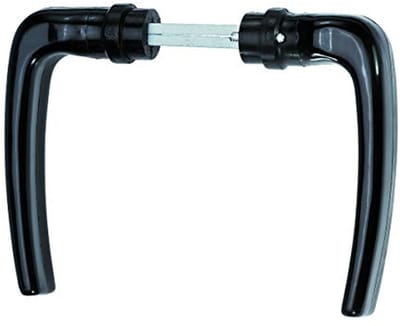 De deurknop voor gelaste gaaspanelen | Aluminium zwart geanodiseerd | Afstand 50 mm | Breedte 115 mm