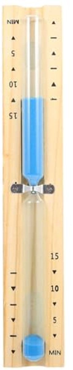 Sauna zandloper 15 minuten met blauw zand - Hittebestendige houten klok - Sauna-accessoires