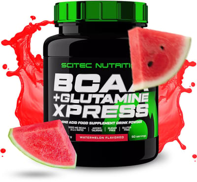 Scitec Nutrition® - BCAA + Glutamine Xpress (600 gram - Watermelon) - Watermeloen - 50 doseringen - aminozuren - aminozuur - bcaa - l-isoleucine - l-leucine - l-valine - poeder