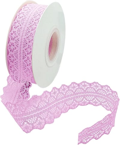 Vintage Kantlint voor Bruiloft Decoratie, Creatieve Knutselprojecten en Cadeauverpakkingen - 45m Rol in Lichtroze, 3cm Breed