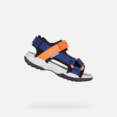 GEOX BOREALIS TIENERS Sandalen - MARINEBLAUW/ORANJE - Maat 24