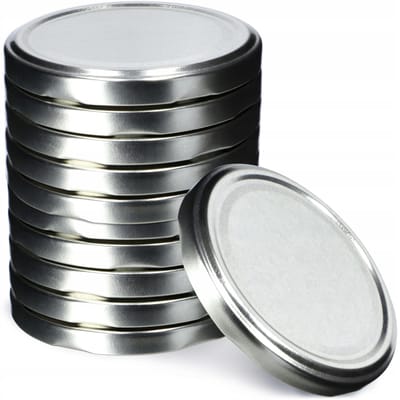 KADAX Schroefdeksel fi66 mm, reservedekselset van metaal, inmaakdeksel geschikt voor 200 ml en 315 ml potten, twist-off-deksel met 4 vergrendeltanden, deksel (10 stuks, zilver)