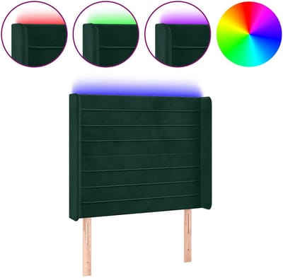 vidaXL - Hoofdbord - LED - 83x16x118/128 - cm - fluweel - donkergroen