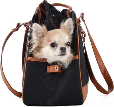 Draagtas hond – Draagtas kat – Flamingo Paddie Zwart – 41 x 19 x 30 cm – ventilatiegaas – ritssluiting – uitneembare bodem – veiligheidsriem – reistas hond & reistas kat