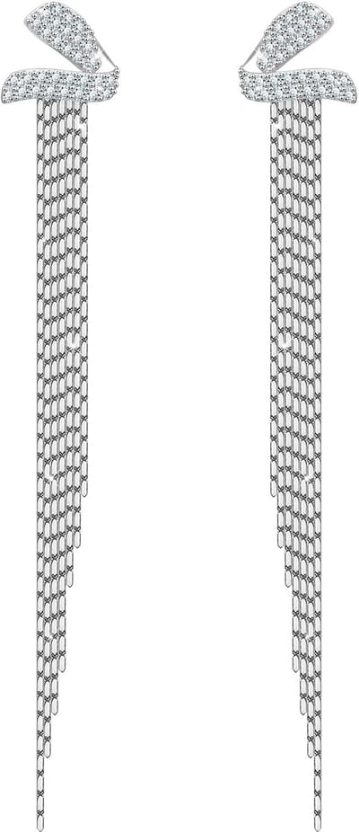 925 sterling zilveren oorbellen kwastje lange bungelende oorstekers met witgoud verguld bruiloft bruidssieraden dames sieraden