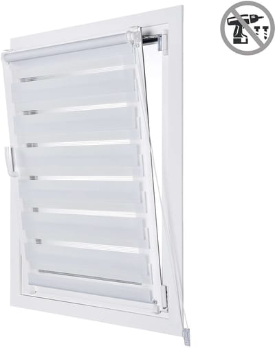 Storesdeco - EasyFix Duo rolgrodijnen, rolgordijn zonder boren, Wit, 45x180 cm
