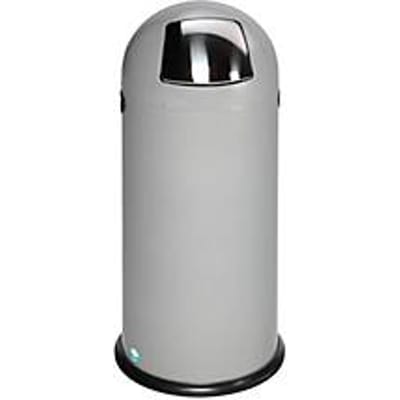 VAR afvalbak, 52 liter, stalen binnenemmer, metalen handvat, zilver
