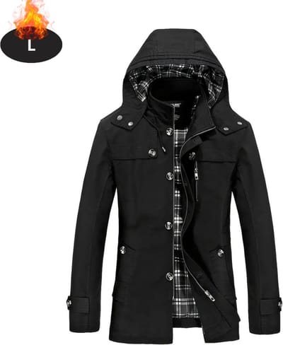 Livano Mantel Heren - Tussenmantel - Jas - Mantelpakje - Trenchcoat - Overjas - Overcoat - Winter - Zwart - L